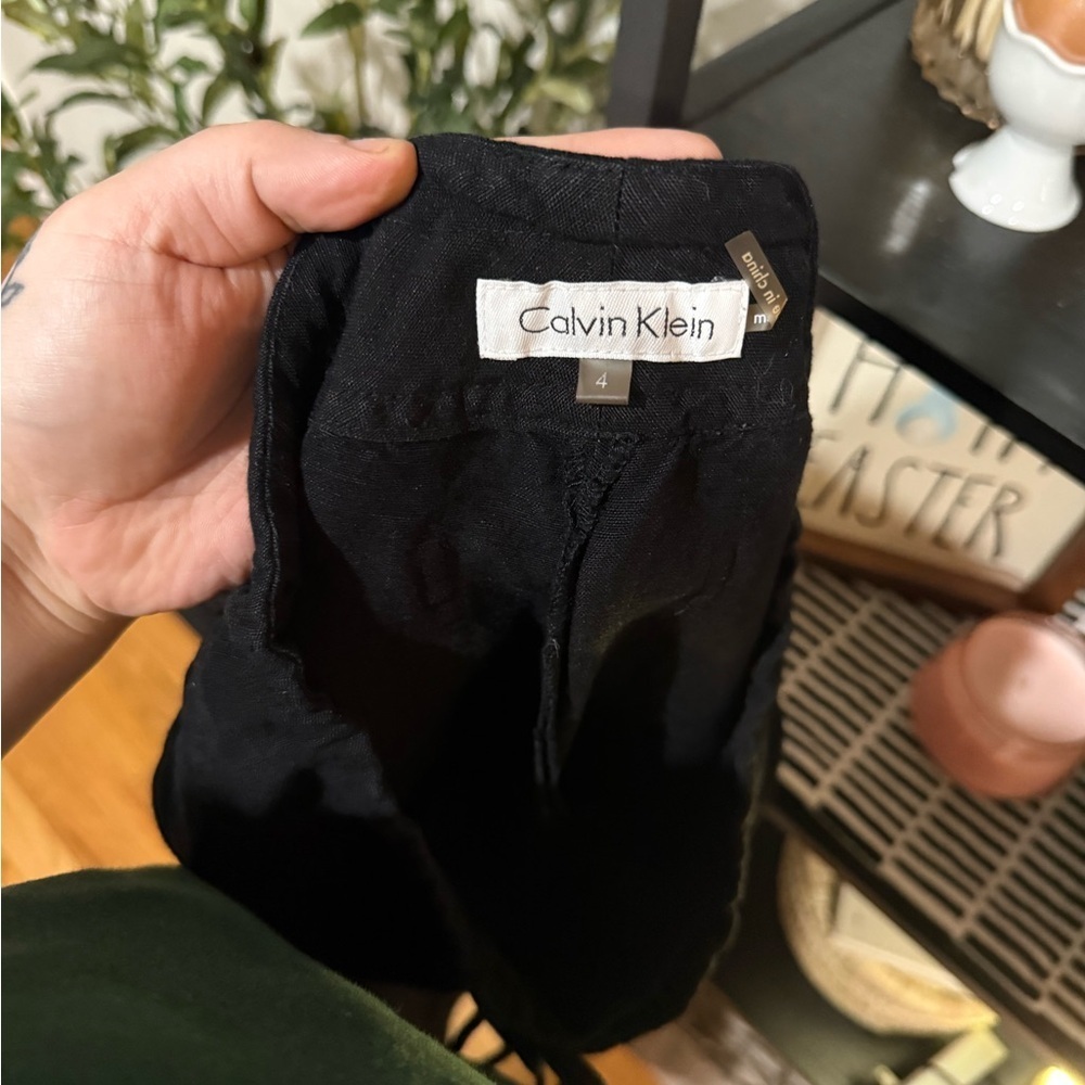 Calvin Klein Black Straight Leg lien pants size small - Picture 10 of 11